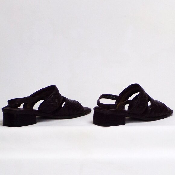 COUP D'ETAT LTD size 6.5M brown low-heel sandals woven-strap leather uppers - Picture 9 of 16